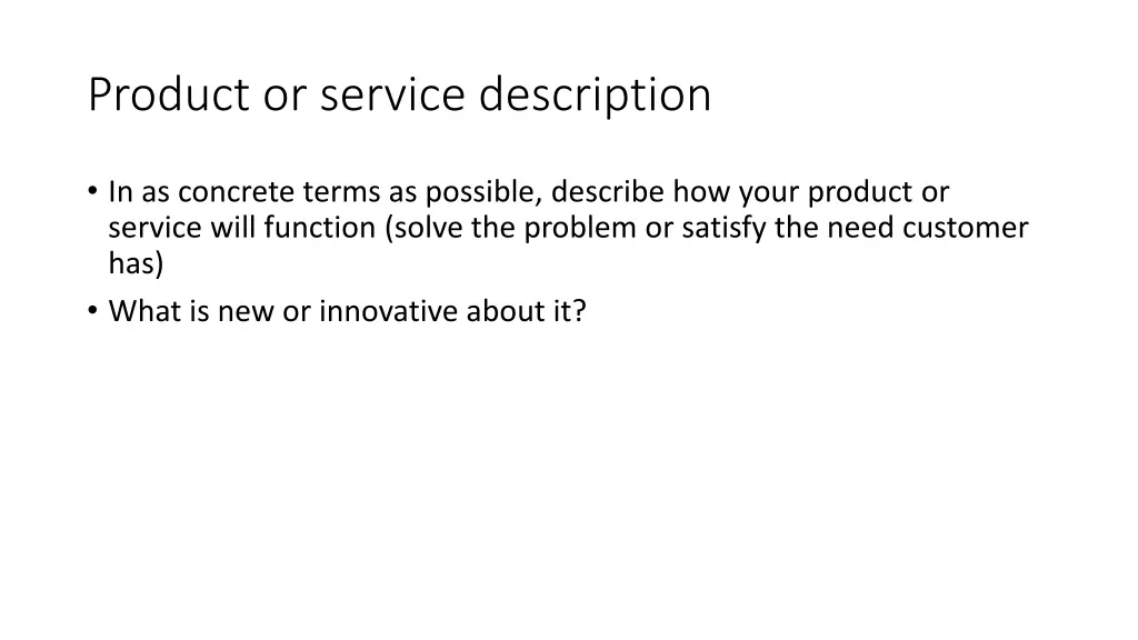 product or service description