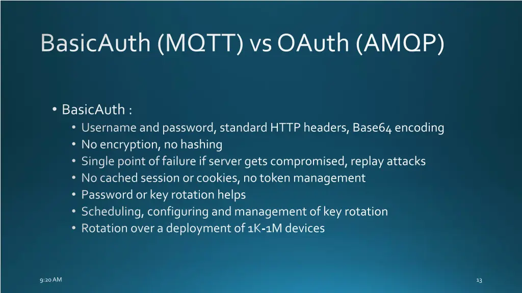 basicauth mqtt vs oauth amqp