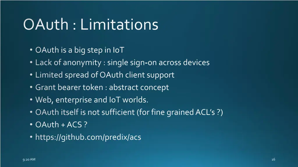 oauth limitations