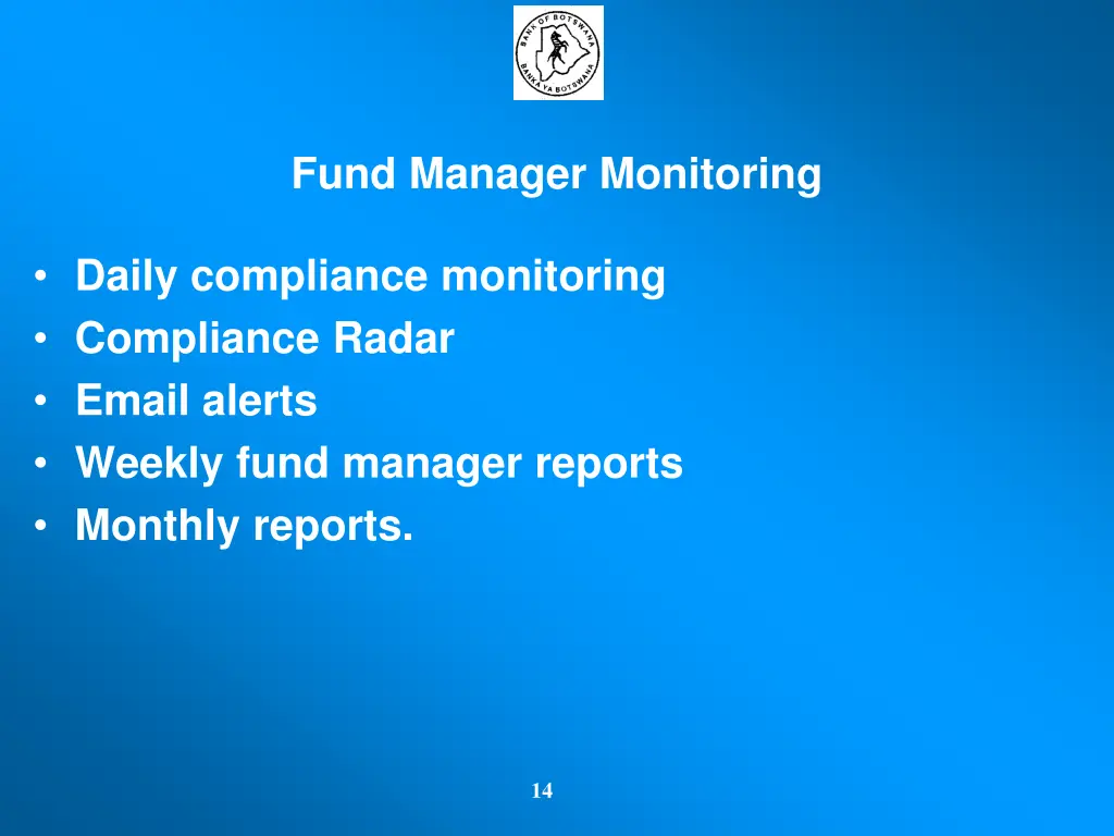 fund manager monitoring