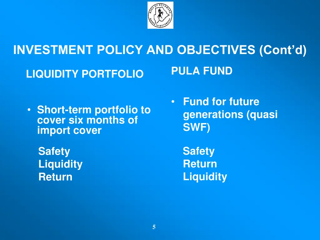 investment policy and objectives cont d