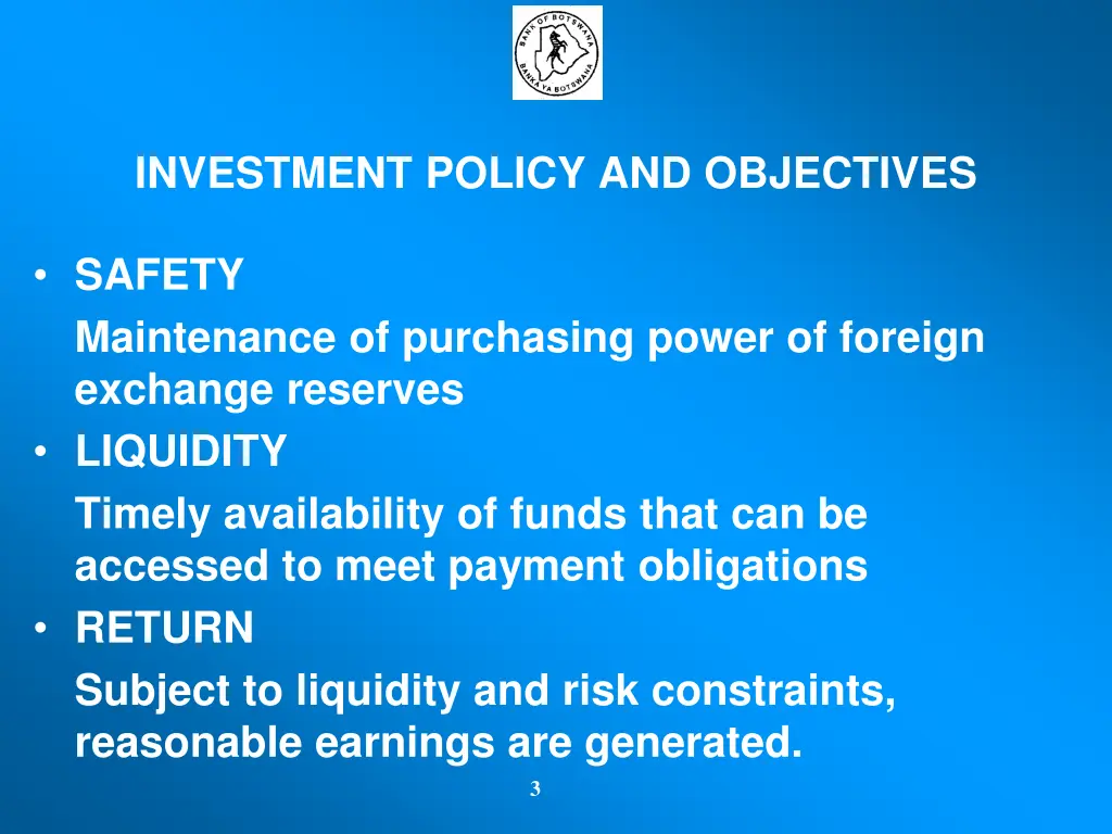 investment policy and objectives