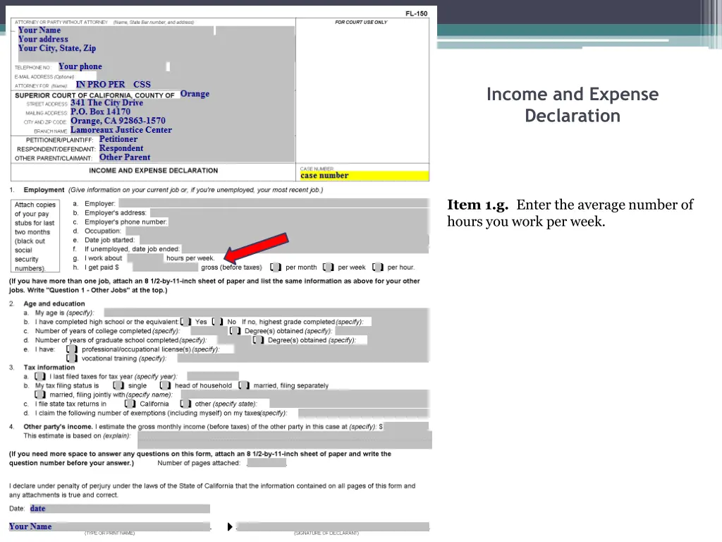 income and expense declaration