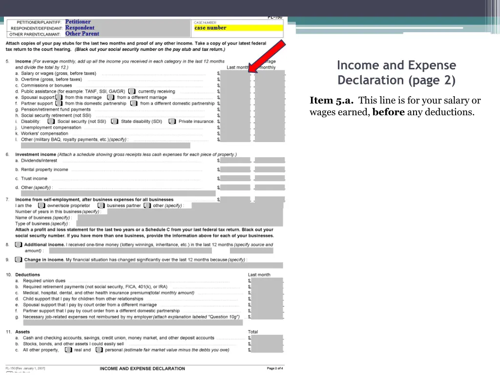 income and expense declaration page 2 1