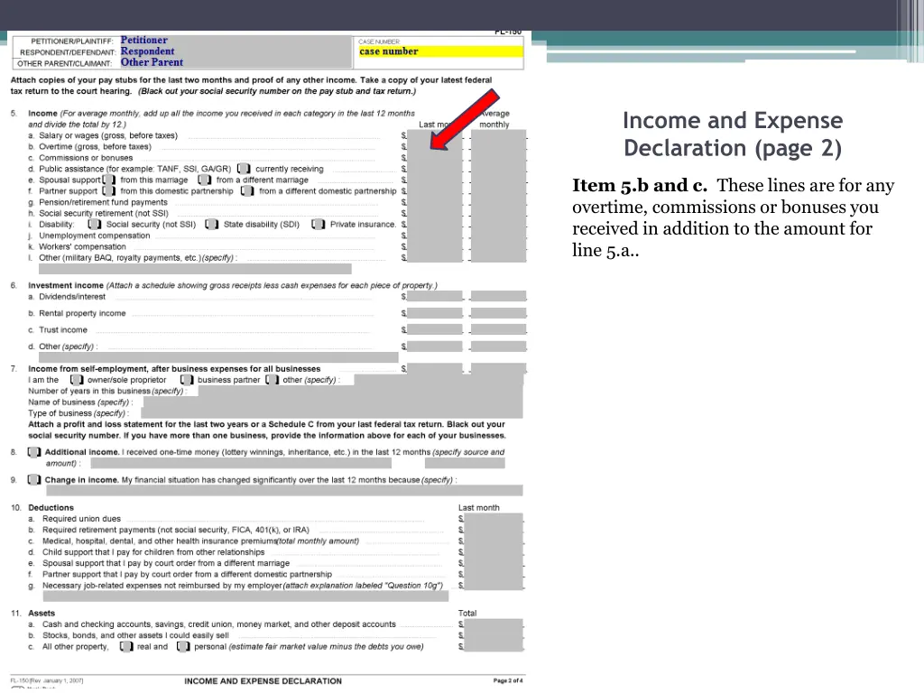 income and expense declaration page 2 2