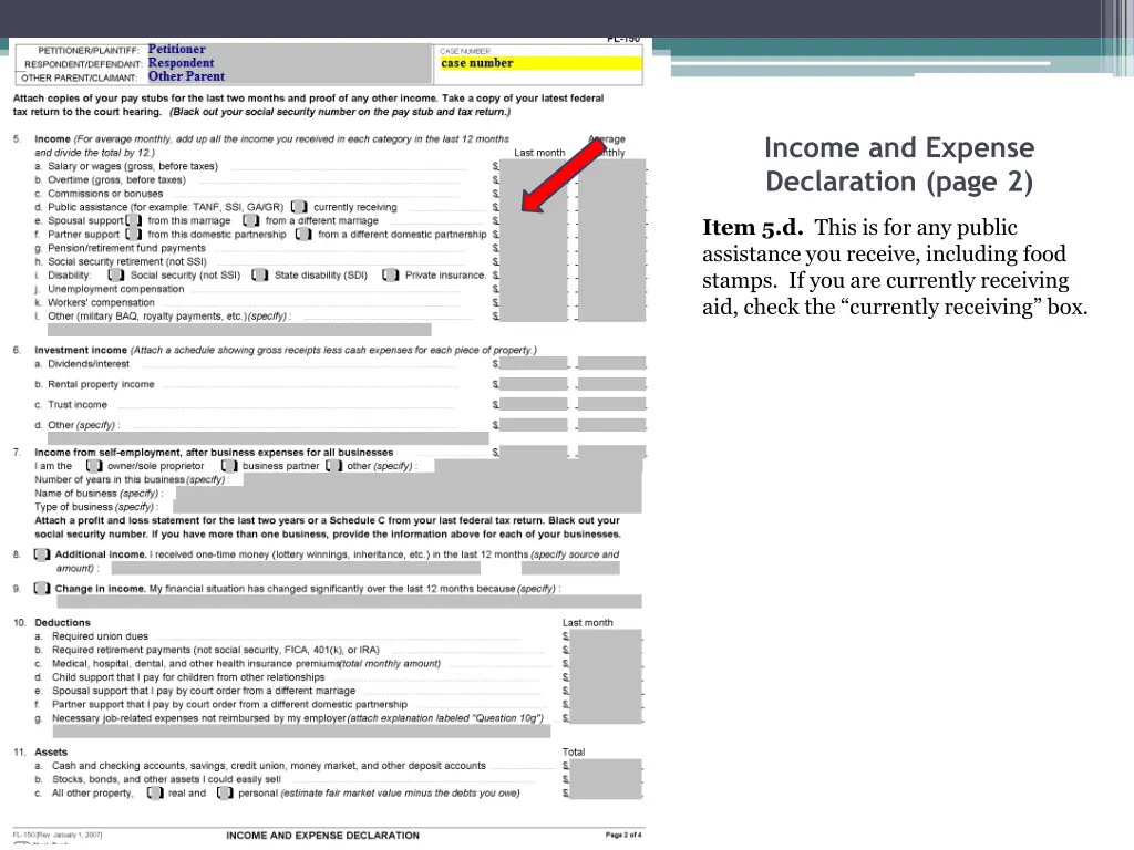 income and expense declaration page 2 3