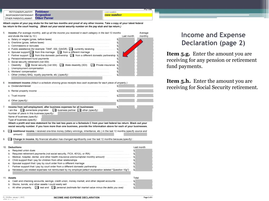 income and expense declaration page 2 5