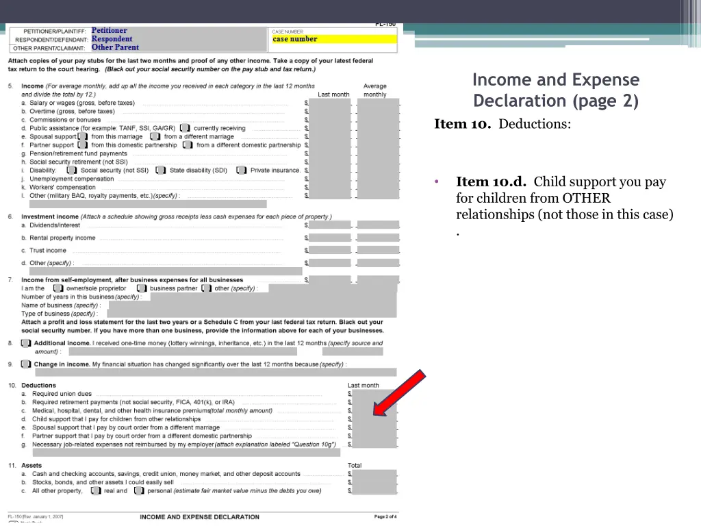 income and expense declaration page 2 item 3