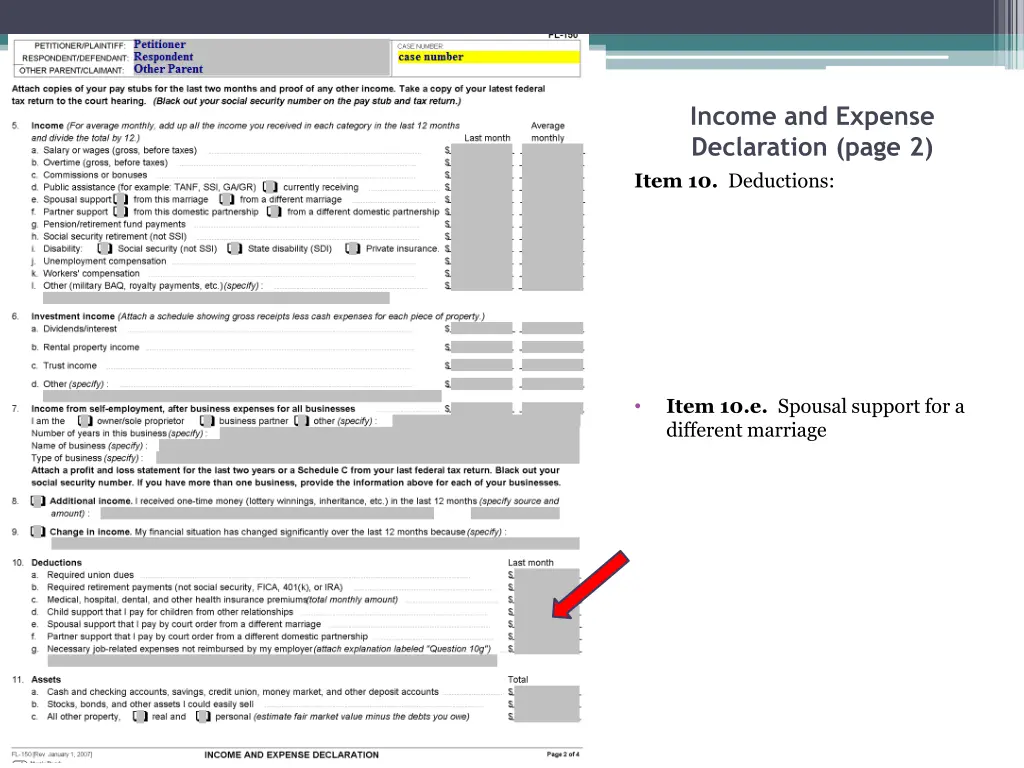 income and expense declaration page 2 item 4