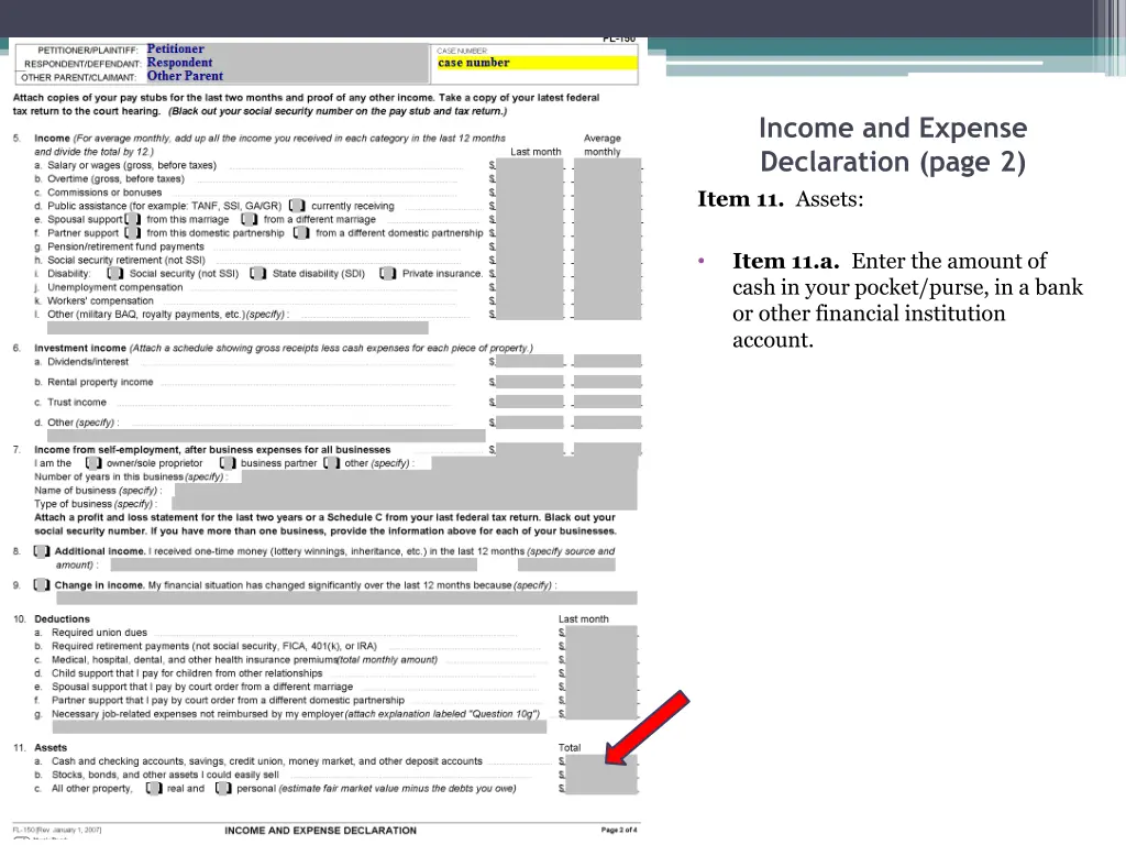 income and expense declaration page 2 item 7