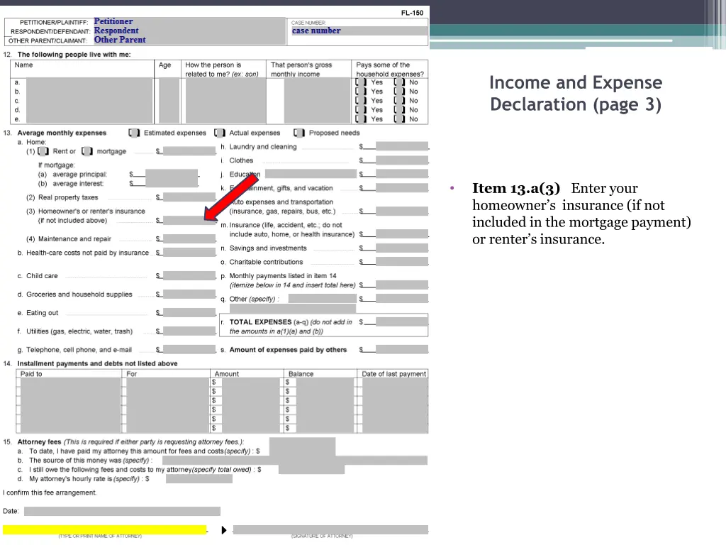 income and expense declaration page 3 2