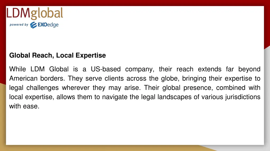 global reach local expertise