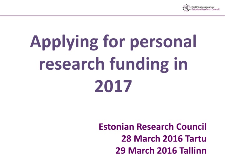 estonian research council 28 march 2016 tartu