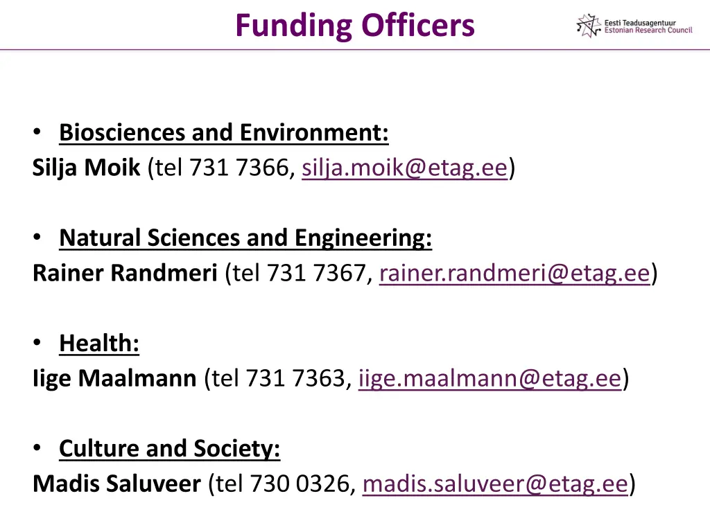 funding officers