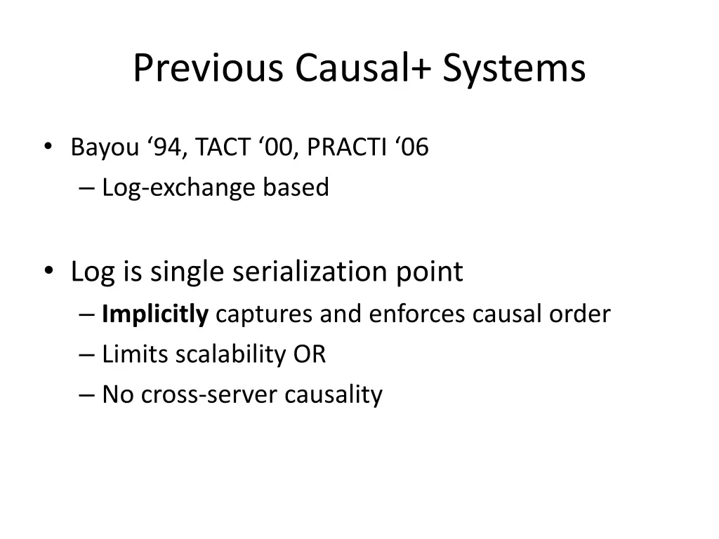 previous causal systems