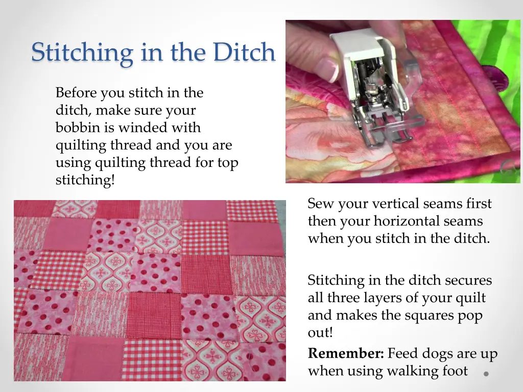 stitching in the ditch