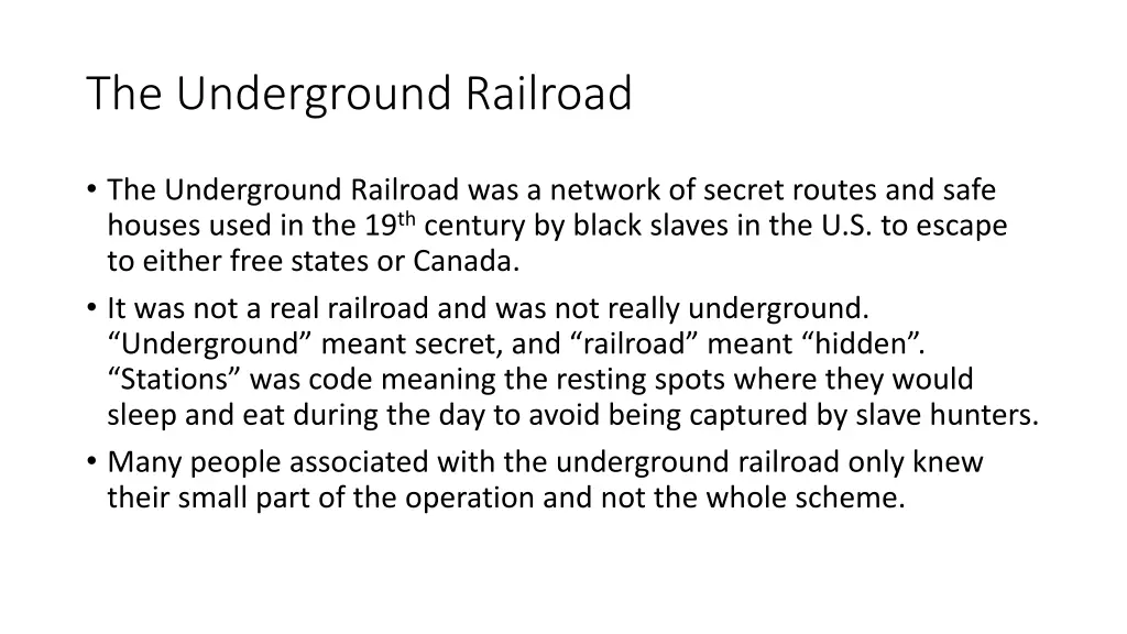 the underground railroad