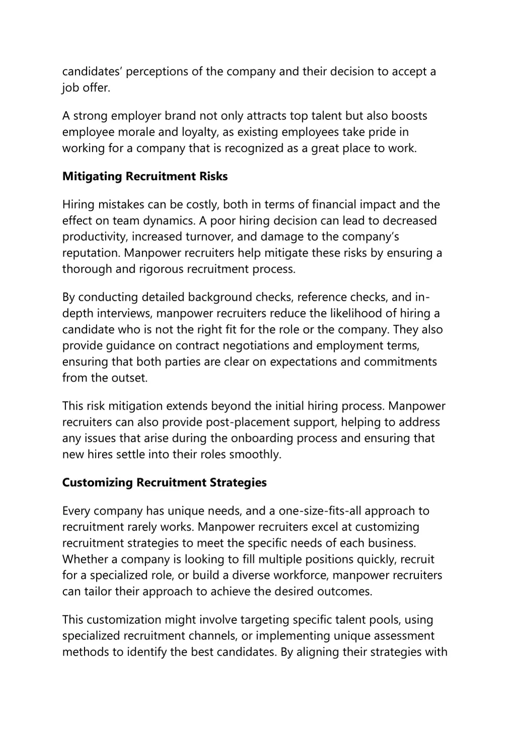 candidates perceptions of the company and their