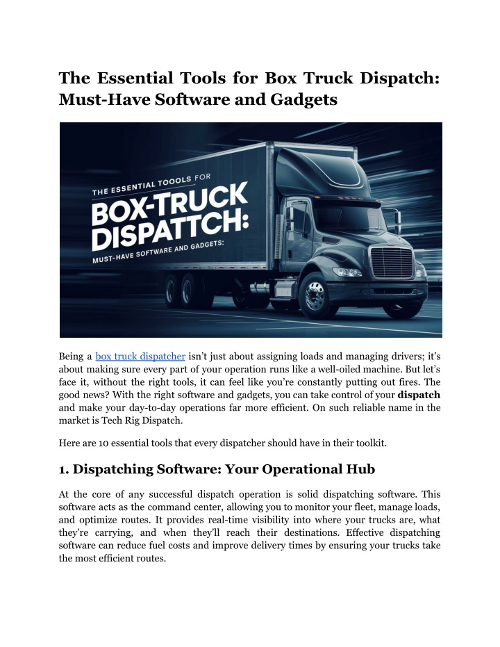 the essential tools for box truck dispatch must