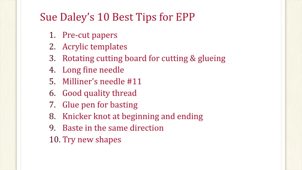 sue daley s 10 best tips for epp