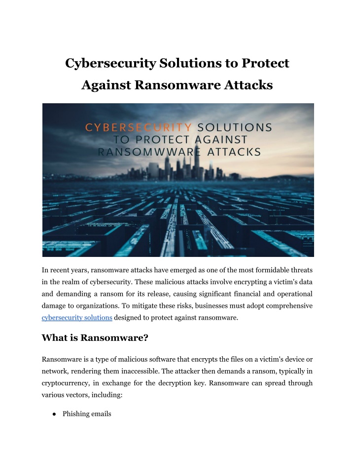 cybersecurity solutions to protect