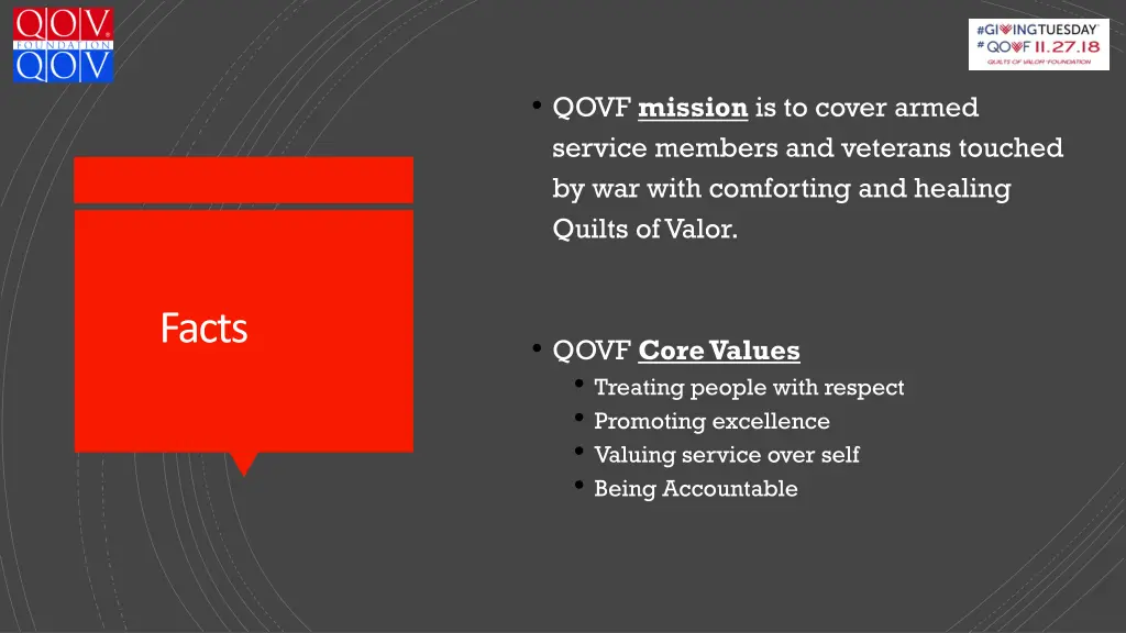 qovf mission is to cover armed service members