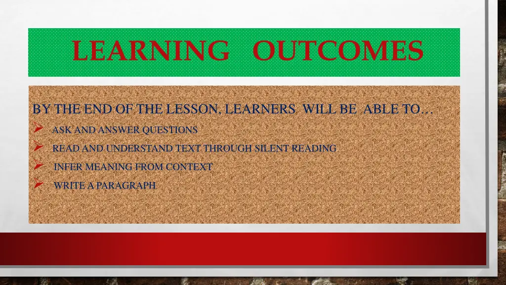 learning outcomes