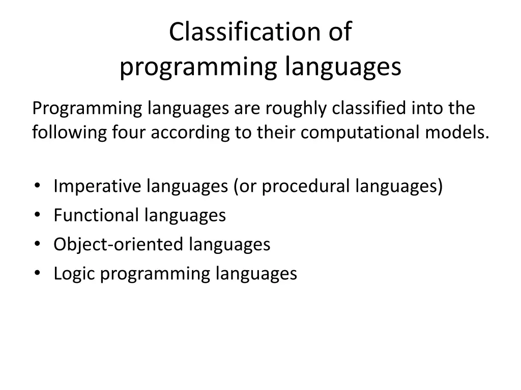 classification of programming languages