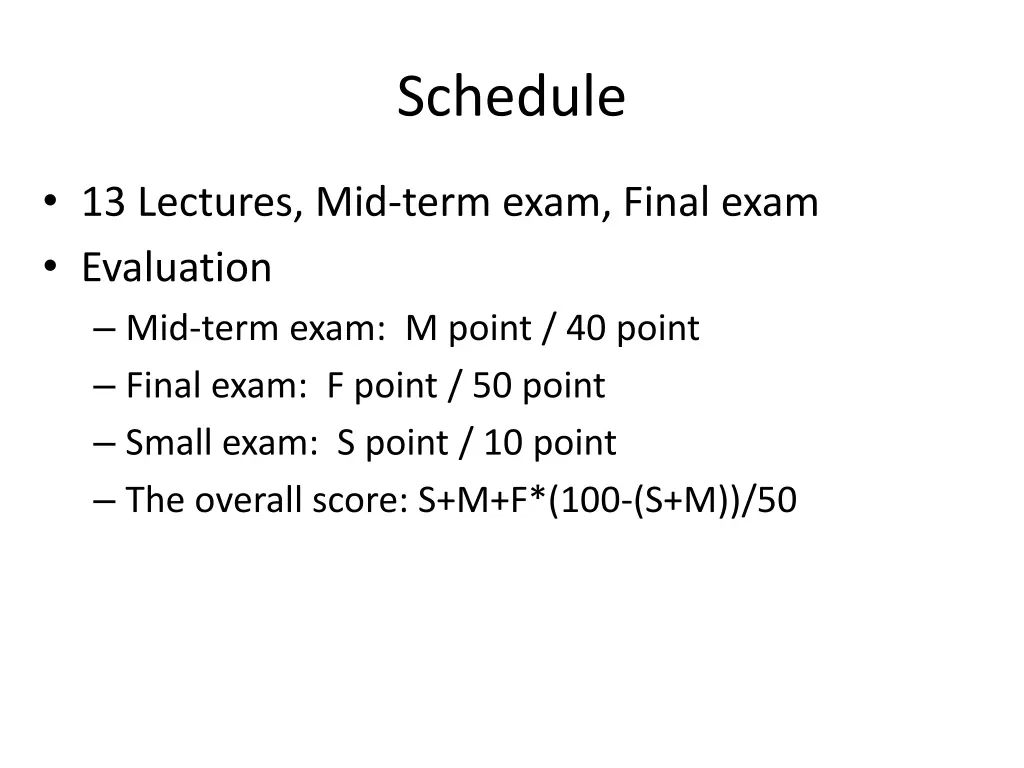 schedule