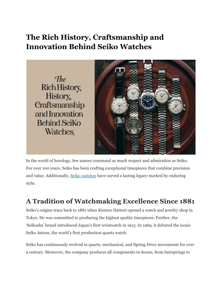 the rich history craftsmanship and innovation