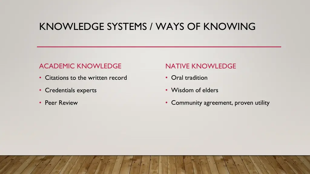 knowledge systems ways of knowing