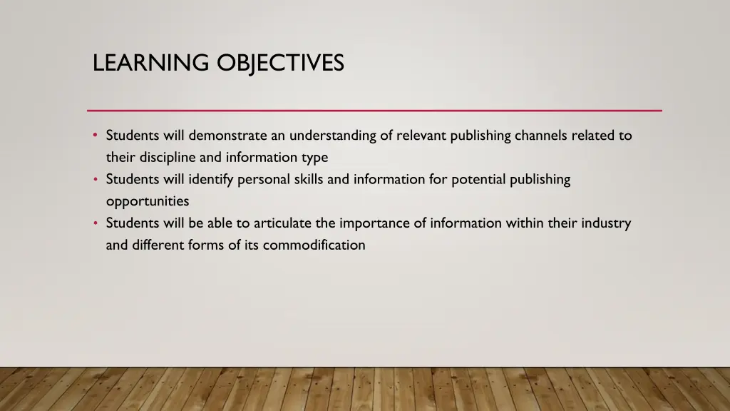 learning objectives 2