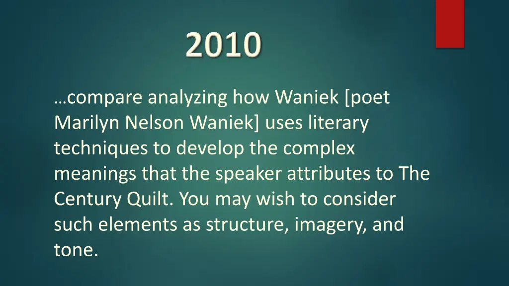 compare analyzing how waniek poet marilyn nelson