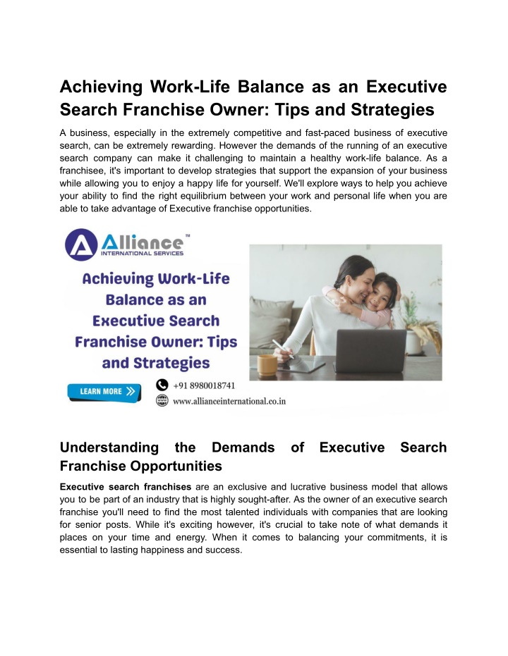 achieving work life balance as an executive