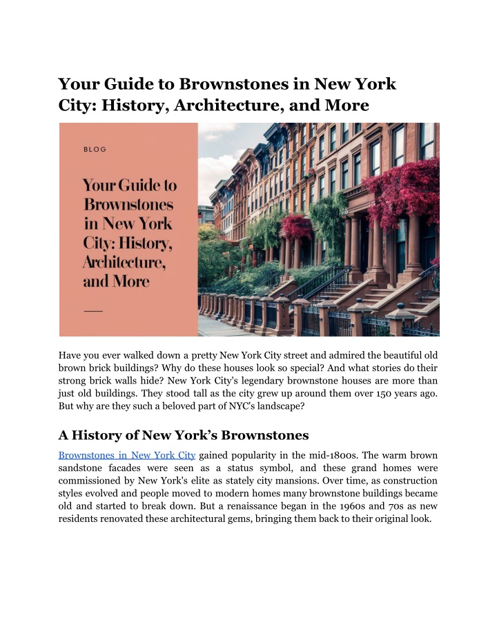 your guide to brownstones in new york city