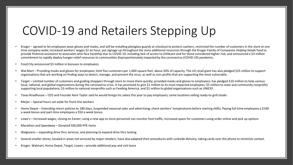 covid 19 and retailers stepping up