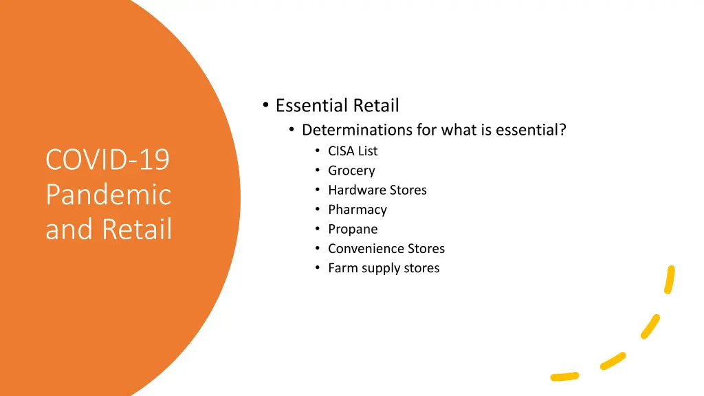 essential retail determinations for what