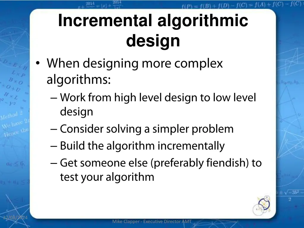 incremental algorithmic design