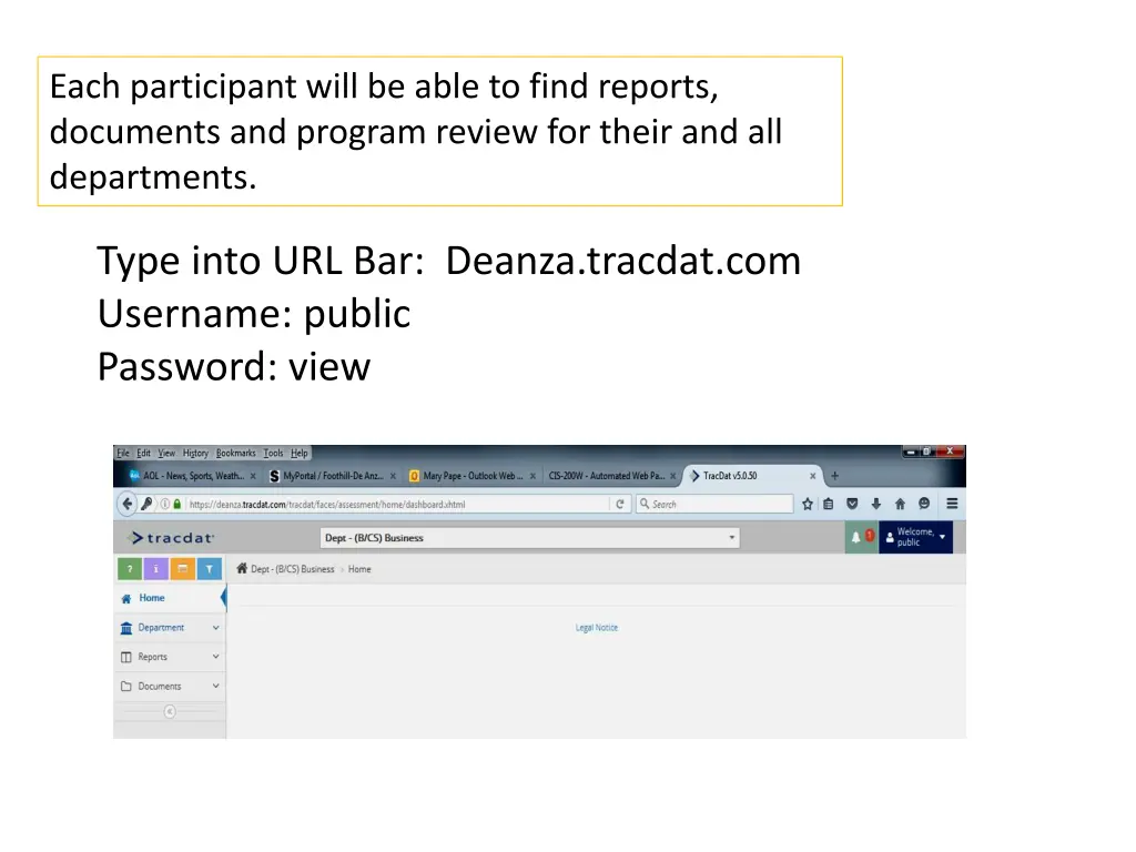 each participant will be able to find reports