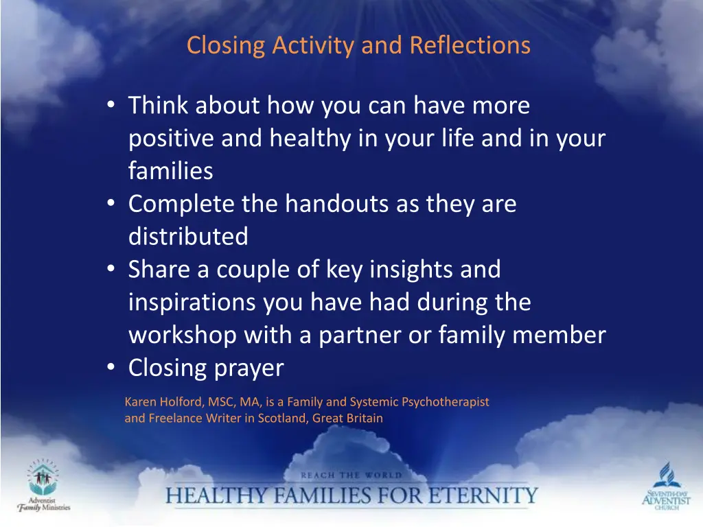 closing activity and reflections