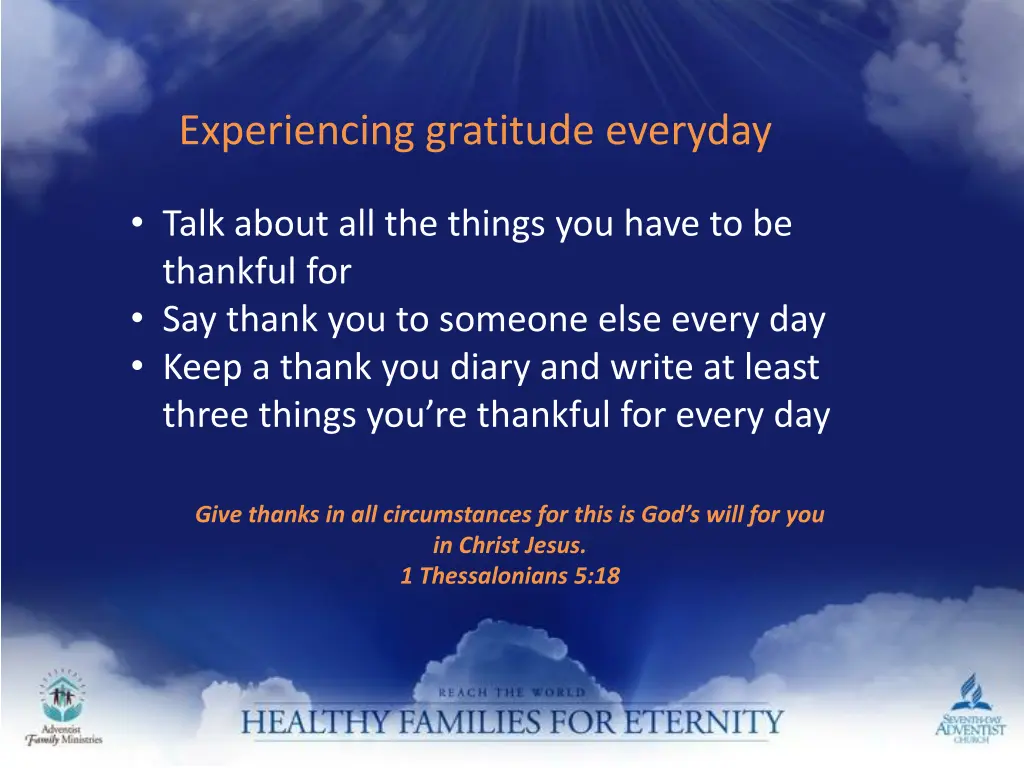 experiencing gratitude everyday