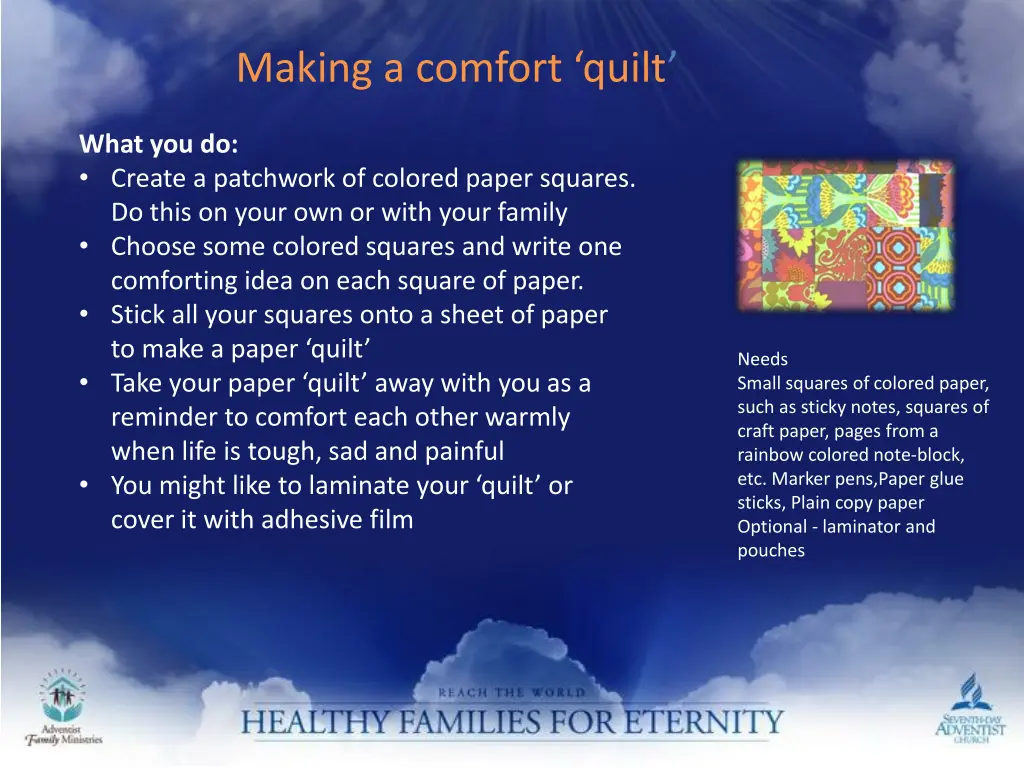 making a comfort quilt