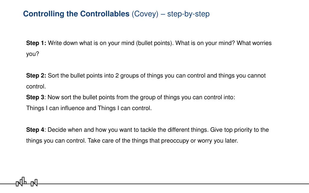 controlling the controllables covey step by step