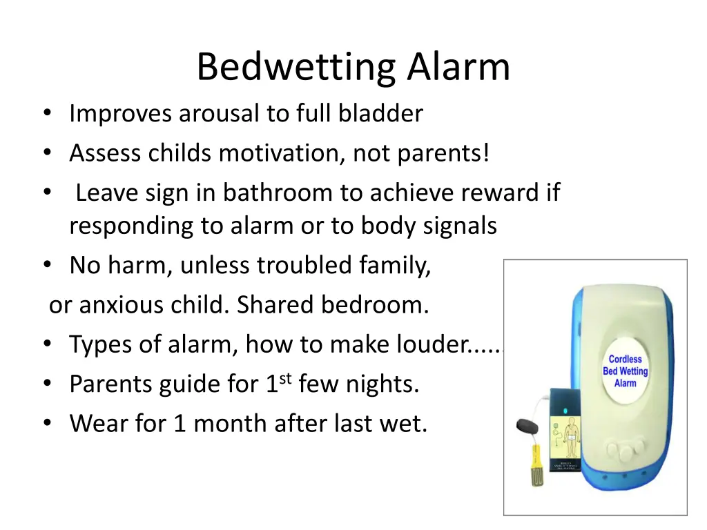 bedwetting alarm improves arousal to full bladder