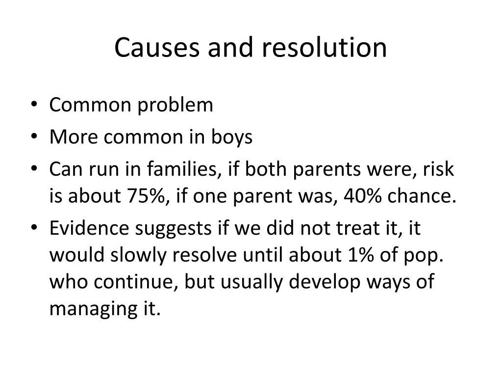 causes and resolution