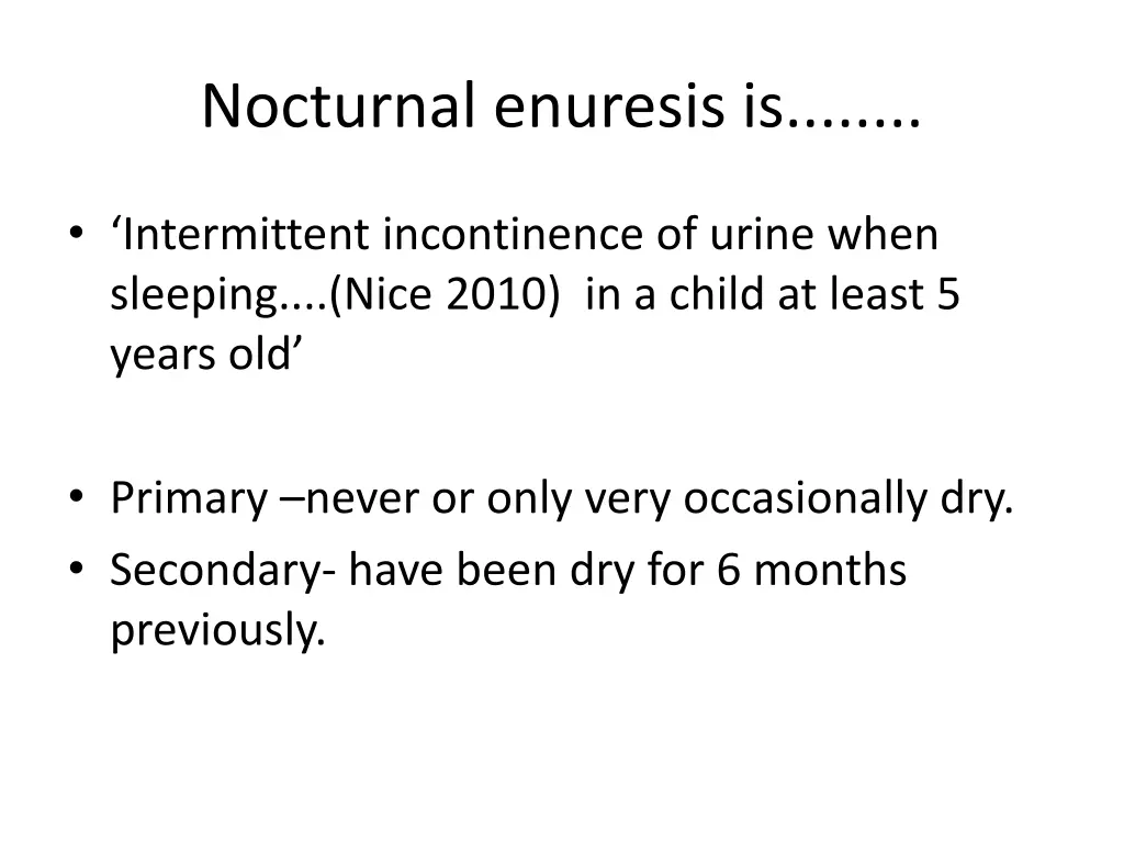 nocturnal enuresis is