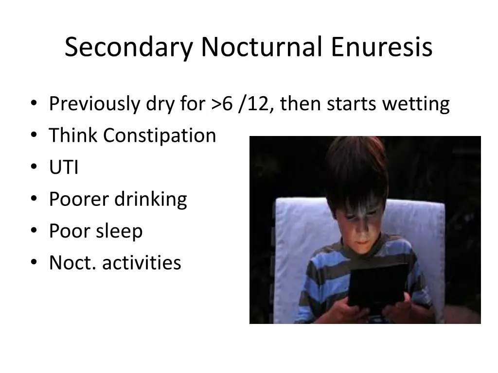 secondary nocturnal enuresis