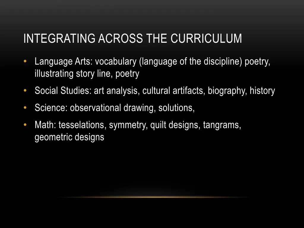 integrating across the curriculum