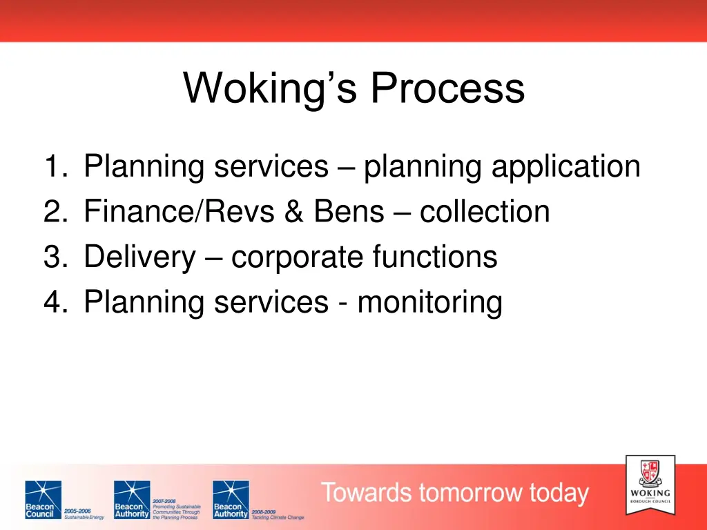 woking s process