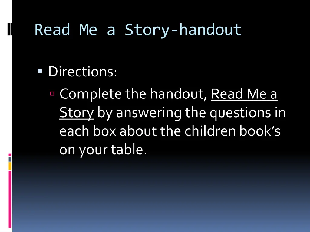 read me a story handout